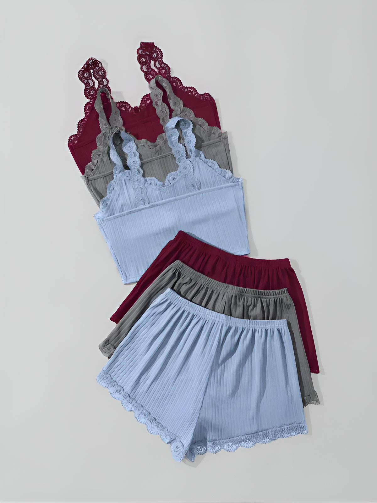 LuxeLace 6-Piece Cami & Shorts Loungewear Set