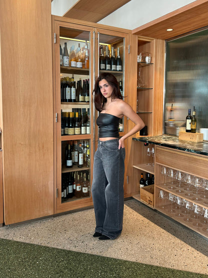 Izabella bandau in leather look - Black