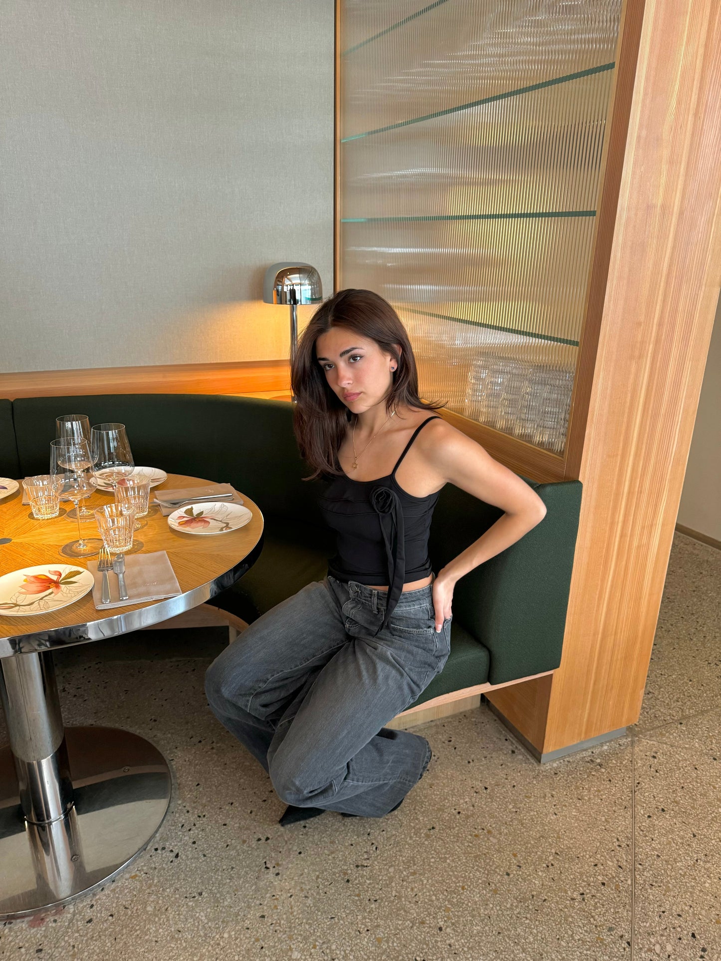 Philine top with rose detail - Black