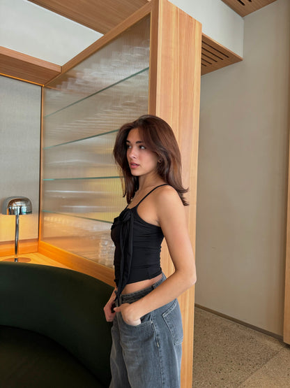 Philine top with rose detail - Black