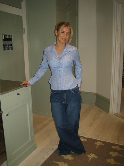 Alberte fitted shirt - Blue/silver stripes