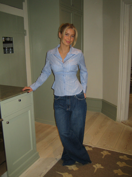 Alberte fitted shirt - Blue/silver stripes