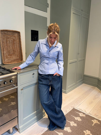 Alberte fitted shirt - Blue/silver stripes