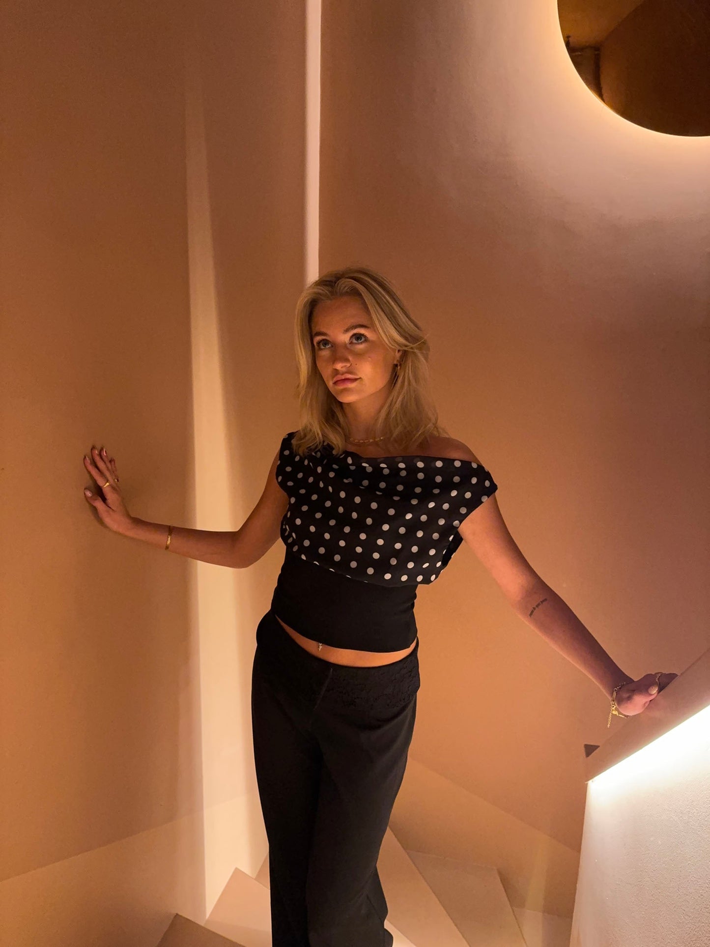 Kimmie polka dotted top - Black/white