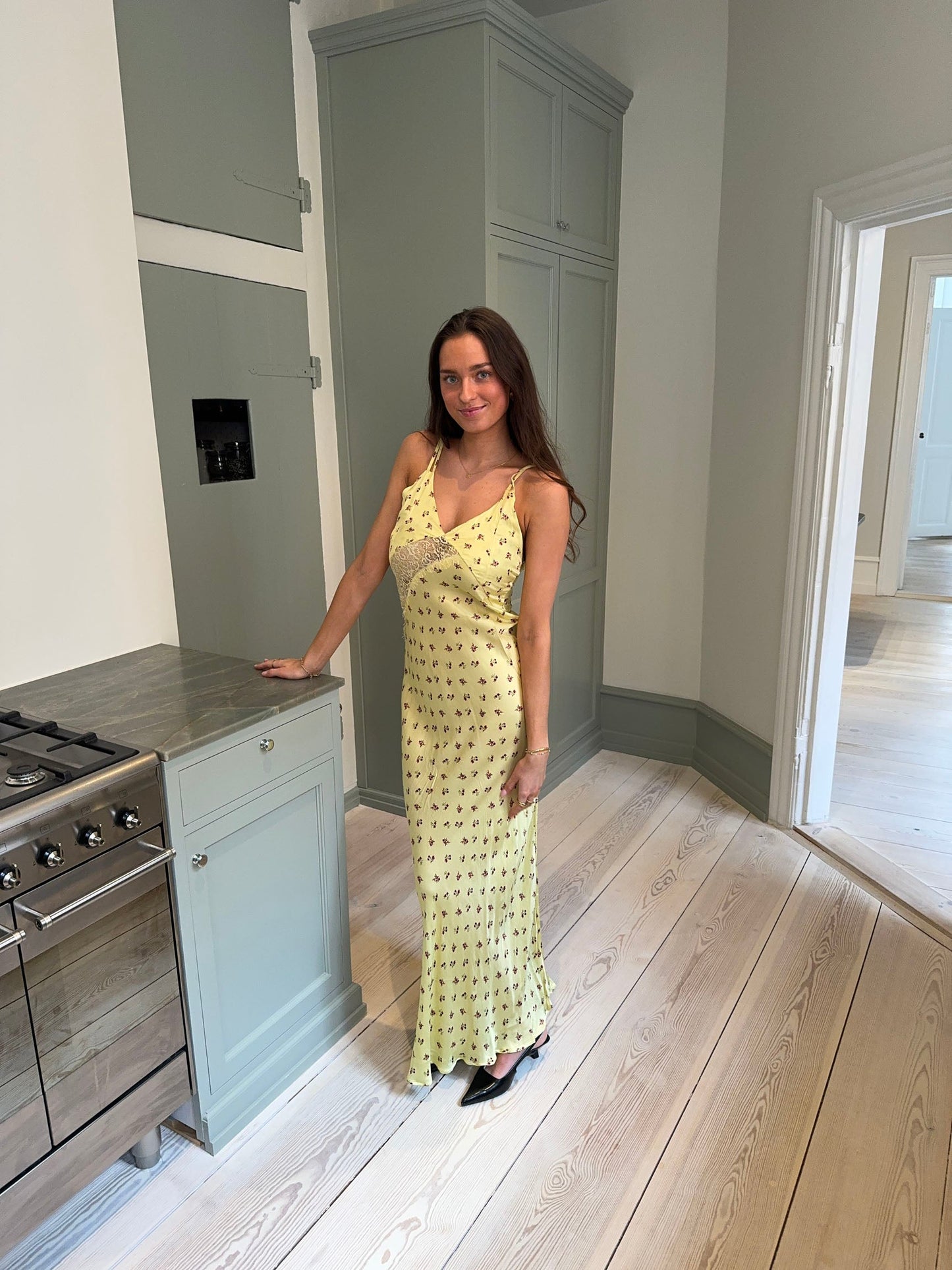 Emily dress with flowers - Yellow