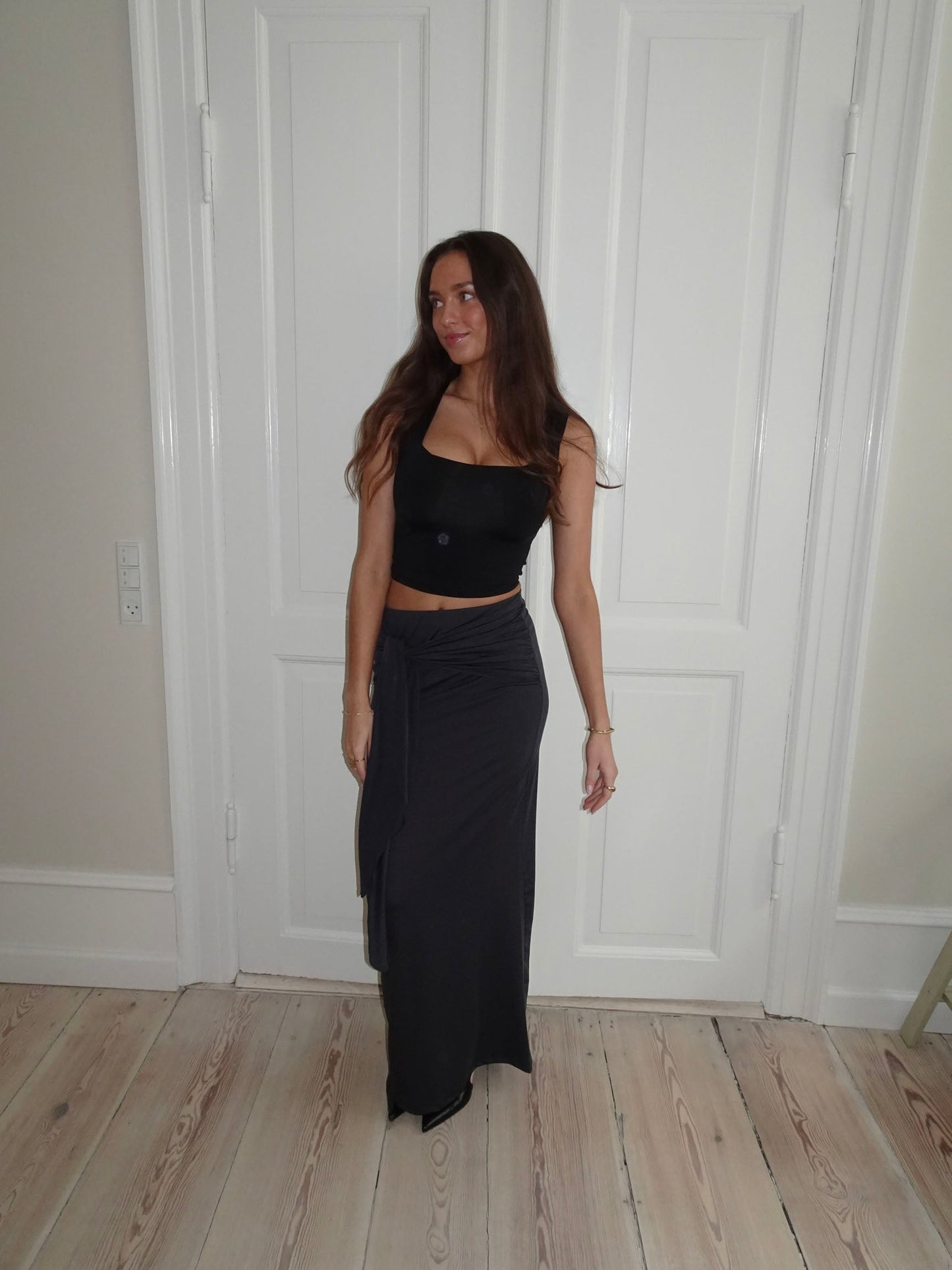Stella maxi skirt with ties - Dark grey