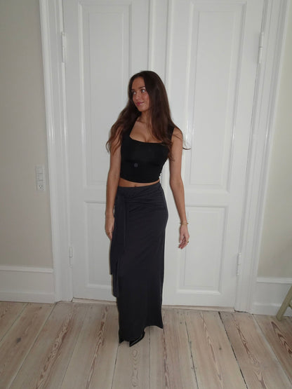 Stella maxi skirt with ties - Dark grey