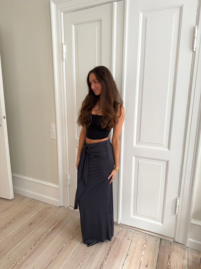 Stella maxi skirt with ties - Dark grey