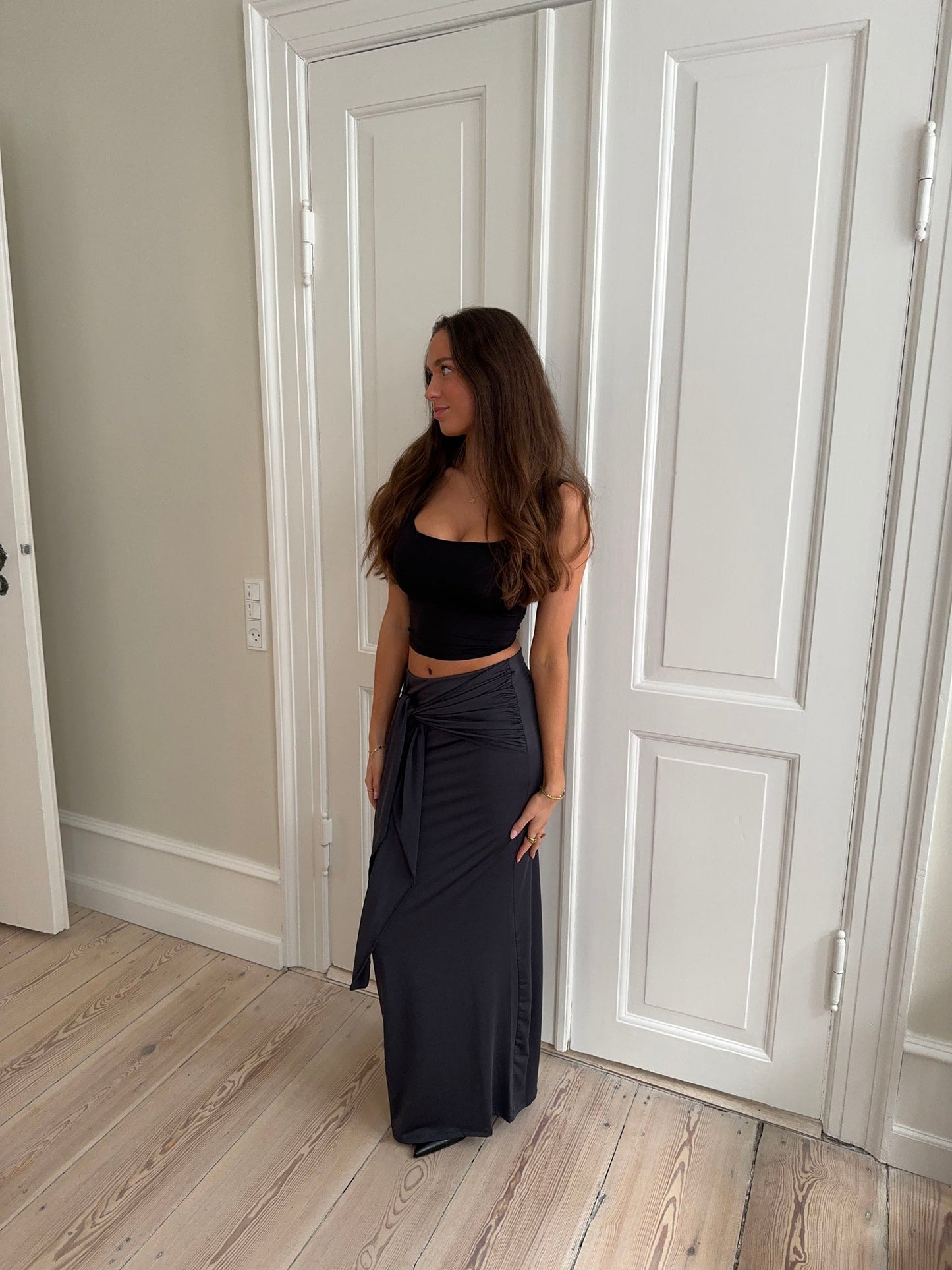 Stella maxi skirt with ties - Dark grey