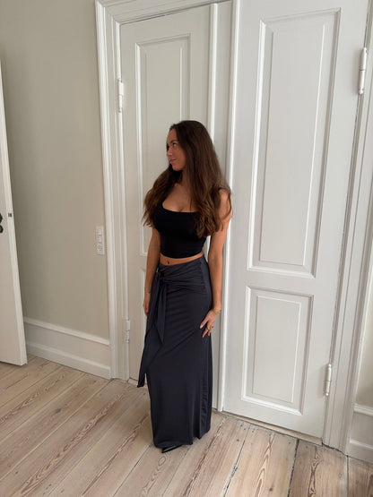 Stella maxi skirt with ties - Dark grey
