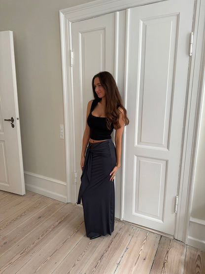 Stella maxi skirt with ties - Dark grey