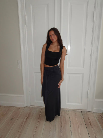 Stella maxi skirt with ties - Dark grey