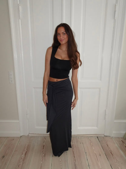 Stella maxi skirt with ties - Dark grey