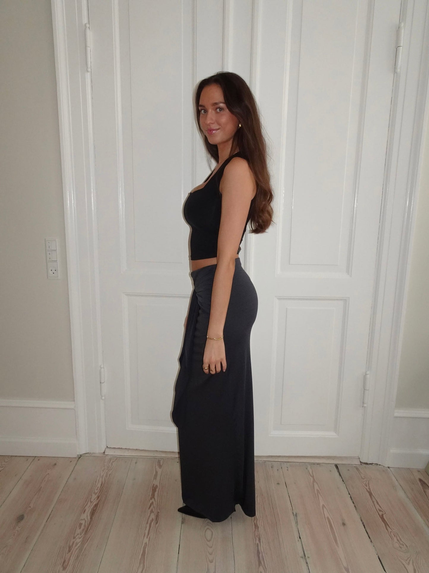 Stella maxi skirt with ties - Dark grey