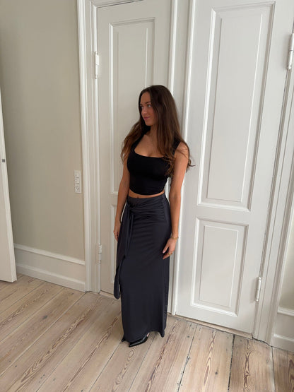 Stella maxi skirt with ties - Dark grey