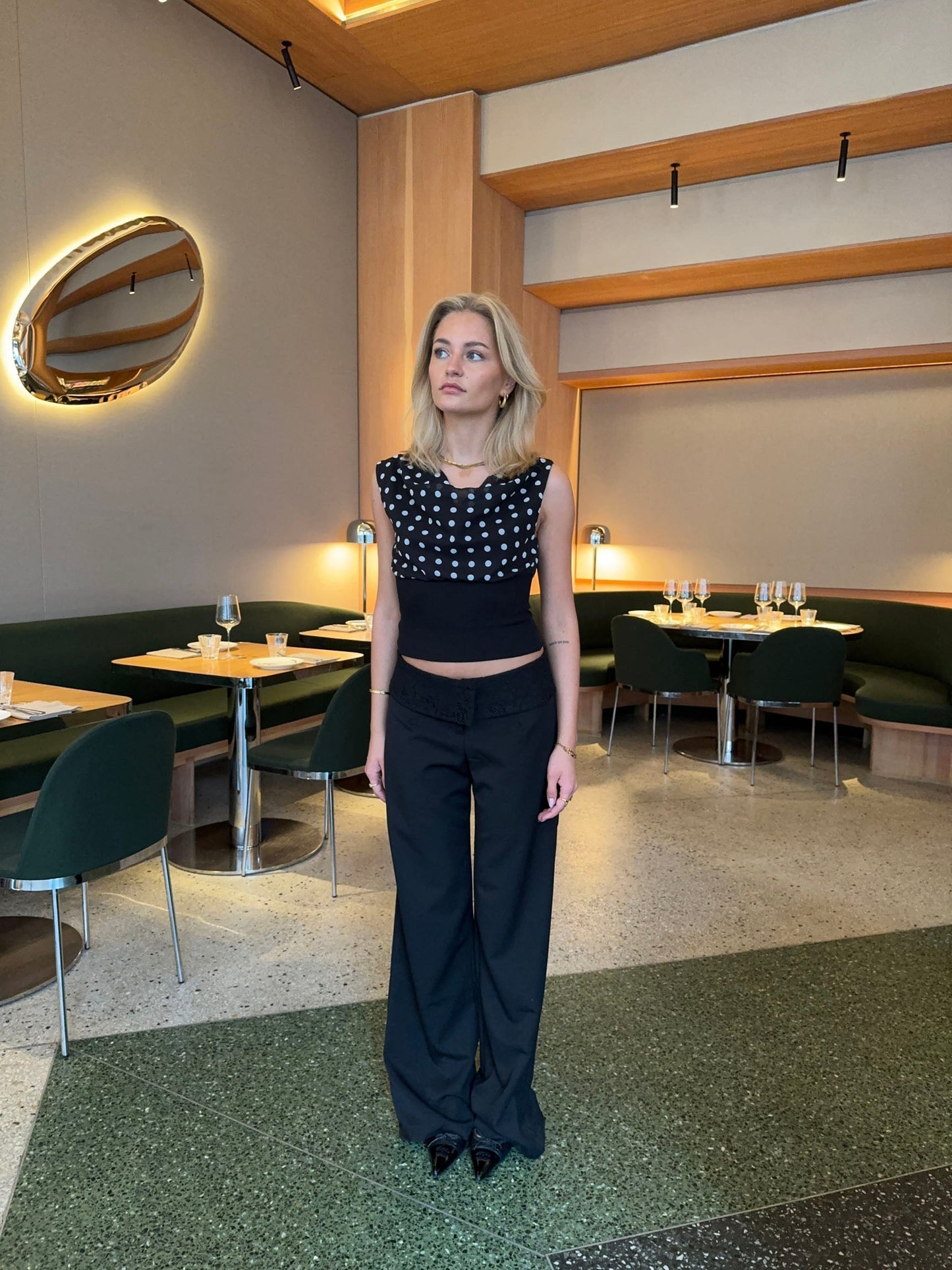 Calsia suit pants with lace trim - Black