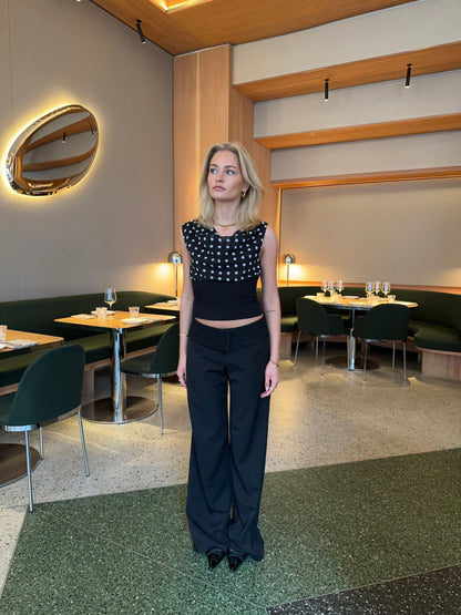 Calsia suit pants with lace trim - Black