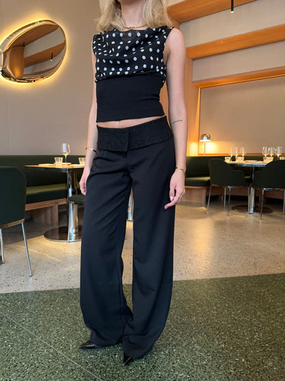 Calsia suit pants with lace trim - Black