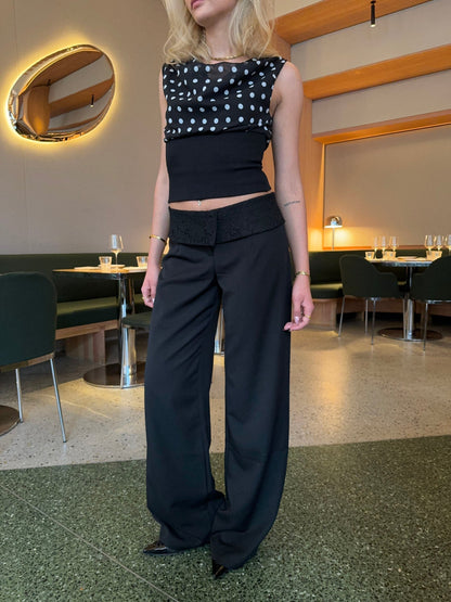 Calsia suit pants with lace trim - Black