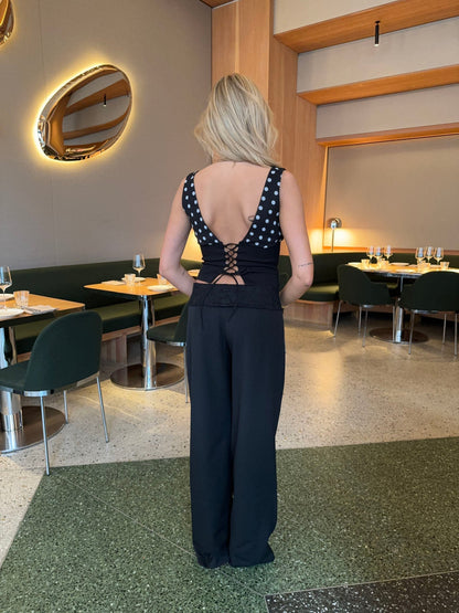 Calsia suit pants with lace trim - Black