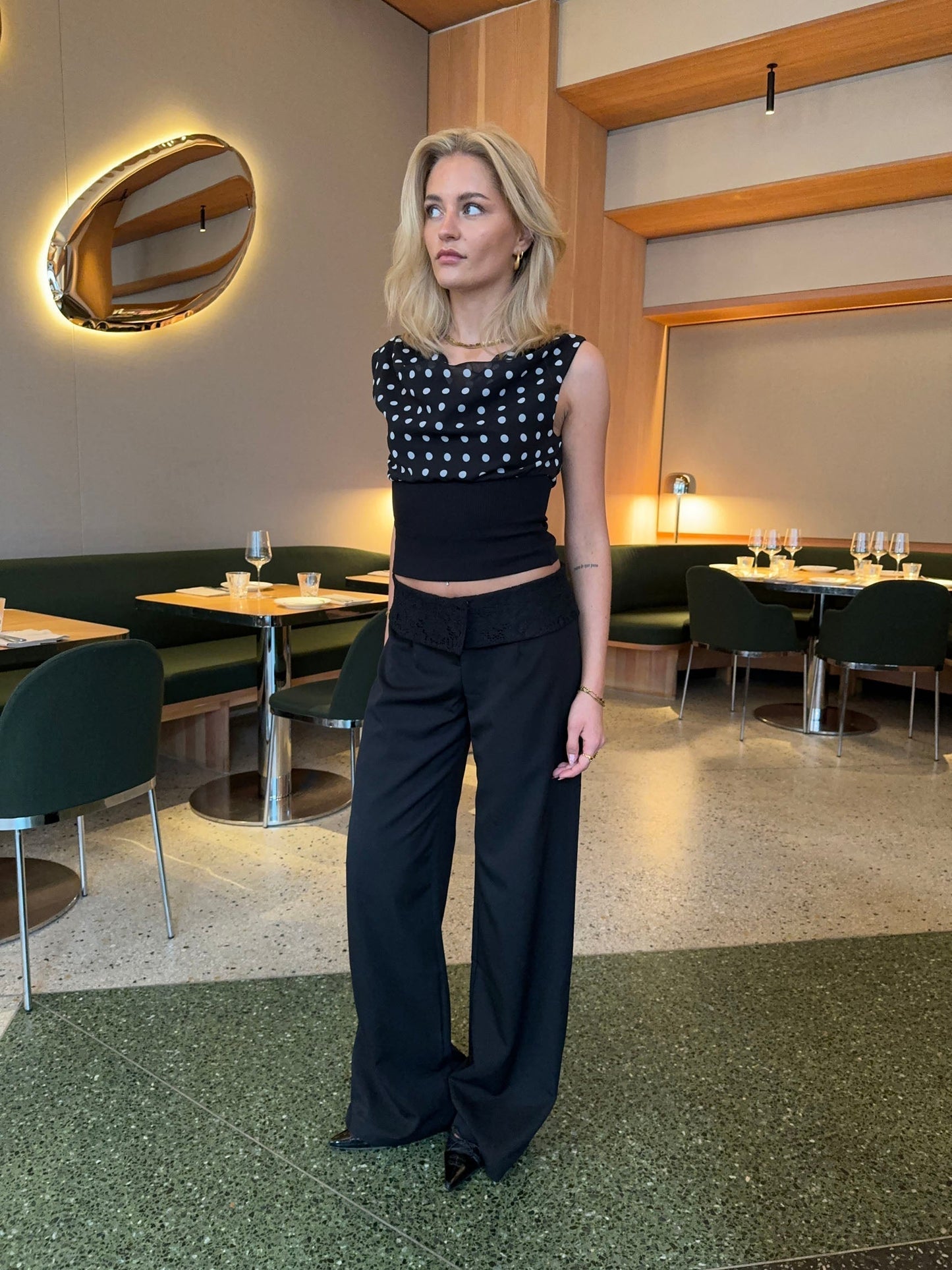 Calsia suit pants with lace trim - Black