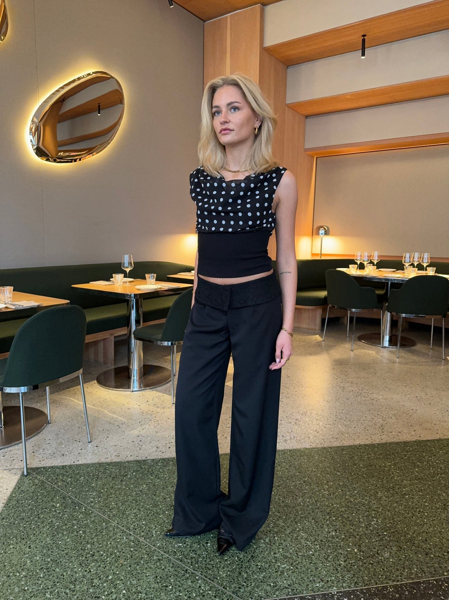 Calsia suit pants with lace trim - Black