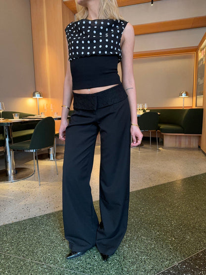 Calsia suit pants with lace trim - Black